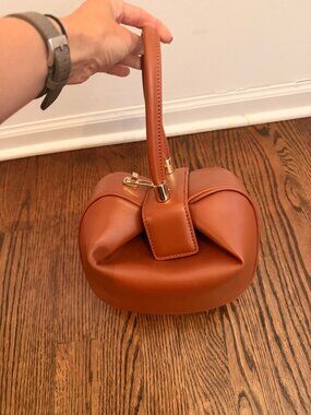 Boutique Brand Structured Fortune Cookie / Dumpling Top Handle Handbag